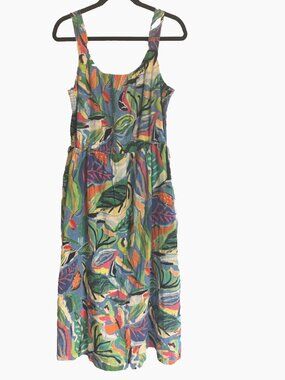 NIC+ZOE Colorful Leaf Print Midi Dress Size Large NEW W/TAGS
